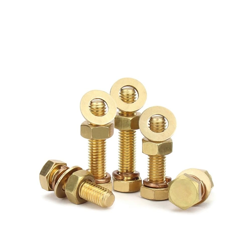 Bulloni esagonali in ottone Viti a testa con dadi esagonali Rondelle piatte Rondelle a molla M3-M12 (50,M6 x 10 mm)