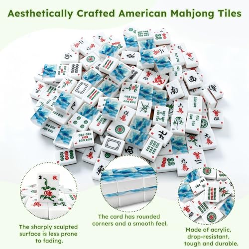 Juego de Mesa American Mahjong Juego Completo 166 Fichas miniatura 6
