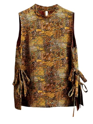 Chaleco de seda para mujer HangErFeng ideal para looks elegantes en tonos terrosos