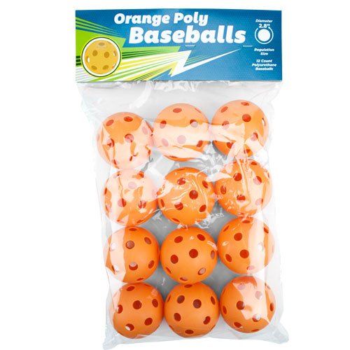 12 Pack Plastic Hollow Balls | Regulation Size Practice Balls For Softball, Pickleball, Wiffle Ball & Teeball | Orange #TOP5