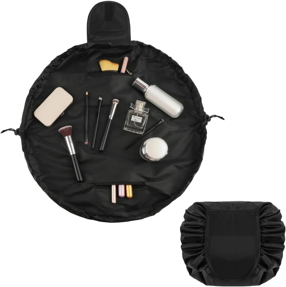 Lazy Drawstring Makeup Bag, Lay Flat Makeup Bag, Large Capacity Travel Cosmetic Bag, Waterproof and Portable Makeup Bags - Image 3
