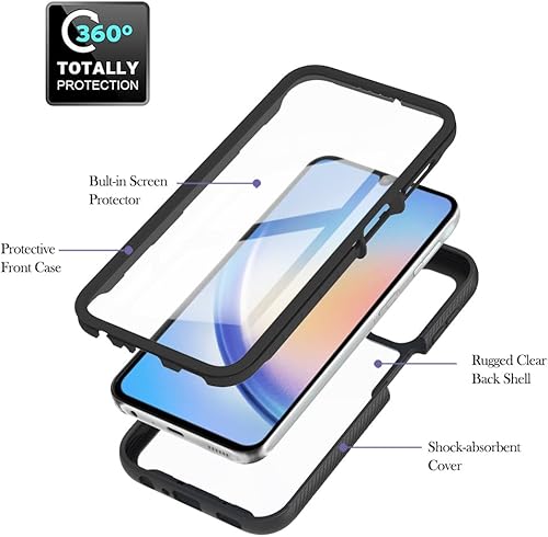 Miniatura 3 de Funda para Samsung Galaxy A13 LTE 4G, Samsung A13 LTE Funda para teléfono con protector de pantalla integrado, cubierta trasera delgada transparente
