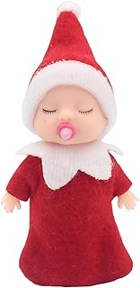 WULEEUPER Sleeping Elf Doll with Pacifier | Christmas Miniature Elf Doll Toys | New Year Holiday Decoration Party Gift (Red)