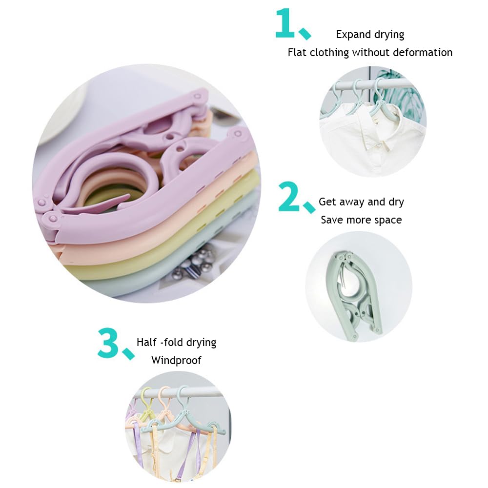 12 PCS Foldable Travel Hangers - Portable Plastic Clothes Hangers With Non-Slip Grooves, Space Saving For Trips And Home