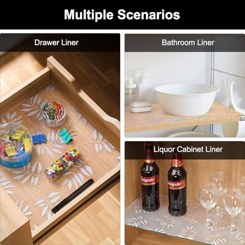 Image of Cooyes Shelf Liner - Premium Non-Adhesive Cabinet & Drawer Liner for Kitchen - Waterproof Shelf Paper with Modern Pattern - Durable EVA Cabinet Mat - Easy to Cut (11.8 inch W x 120 inch L)