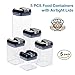 5 pc. Set Clear Food Containers w Airtight Lids Canisters for Kitchen & Pantry Storages - Storage for Cereal, Flour, Cooking - BPA-Free Plastic Black Lid by Guru Products