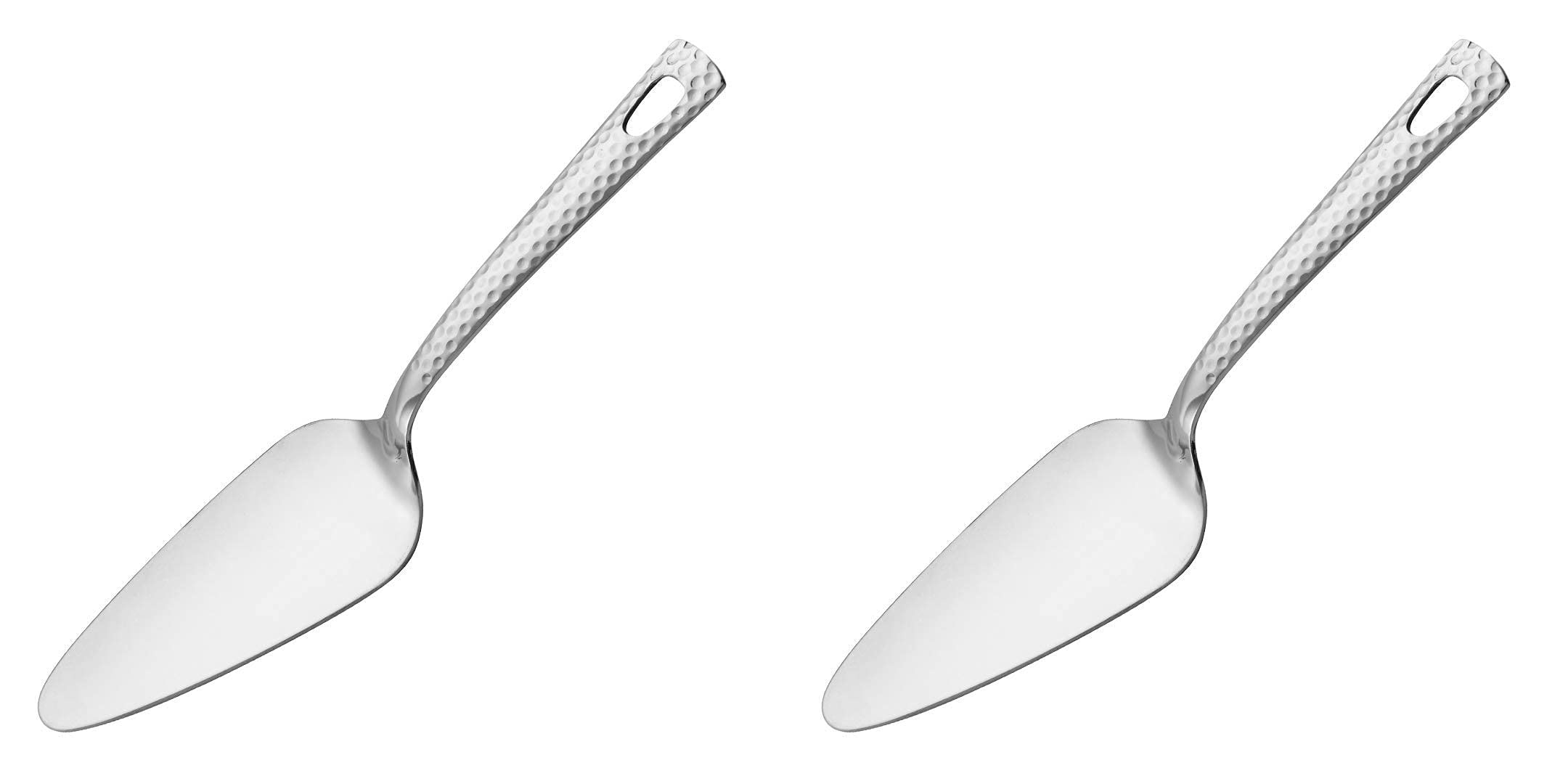 GAFFEL Stainless Steel 2 Pcs Cake Server Hammered Handle(Frost)/ Pizza Server/Pastry or Pie Server/Cake Spatula(Frost 9"), Silver-Pack of 2