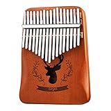 REAWOW Piano de pulgar Kalimba 17 teclas Mbira Piano de dedo portátil Madera maciza Instrumentos de mano africanos con soporte Instrucción de estudio Bolsa de transporte Regalos para niños Adultos
