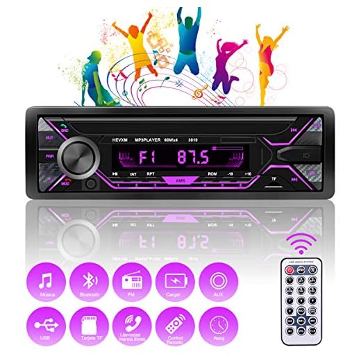 RIRGI Autoradio Bluetooth, Radio de Coche 4 x 60W, Soporta Llamadas Manos Libres MP3/FM/AM/SD/AUX/USB Archivo y Control Remoto Inalámbrico