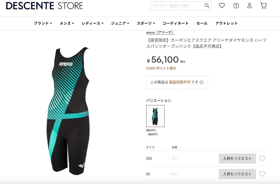 arena powerskin carbon air オンライン 2 Mサイズ arena powerskin