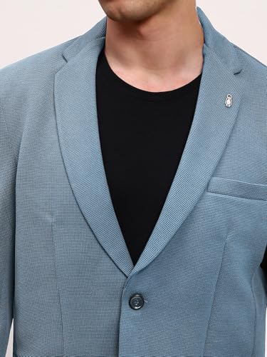 Image of SHOWOFFFF Men Solid Single Breasted Casual Blazer | Notched Lapel Full Sleeves Cotton Blazer for Mens | Slim Fit Regular Length Blazer for Men's