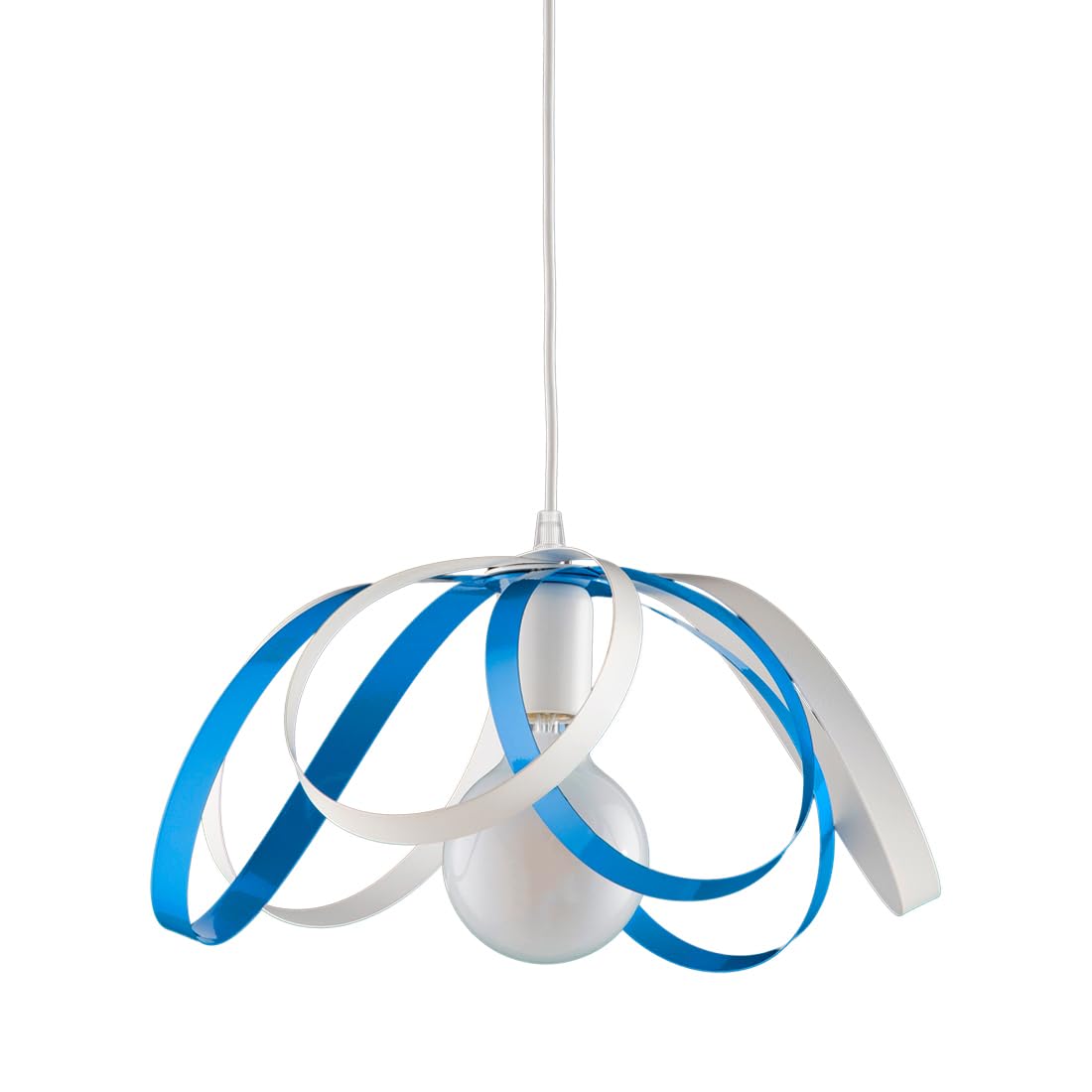 LEOLUX Fiocco Lampadario Cameretta, Soggiorno, Camera Da Letto, Moderno, Con Altezza Regolabile E Facile Da Montare Al Soffitto. Lampadario A sospensione bianco E Azzurro.