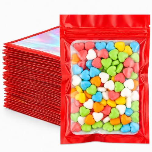 FITIMOR Holographic Bags 100PCS Mylar Bags, Smell Proof Bag Goodie Baggies