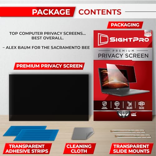 Image of SightPro 15.6 Inch 16:9 Laptop Privacy Screen Filter - Computer Monitor Privacy Shield and Anti-Glare Protector