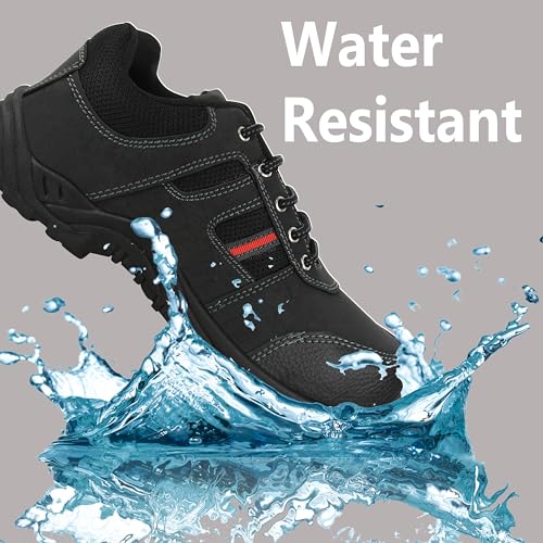 Image of ELECANT Lace-up Steel Toe, PVC Sole and Rexine Upper Black Safety Shoes for Construction, Factory and Industrial Work||Safety Shoes for Men