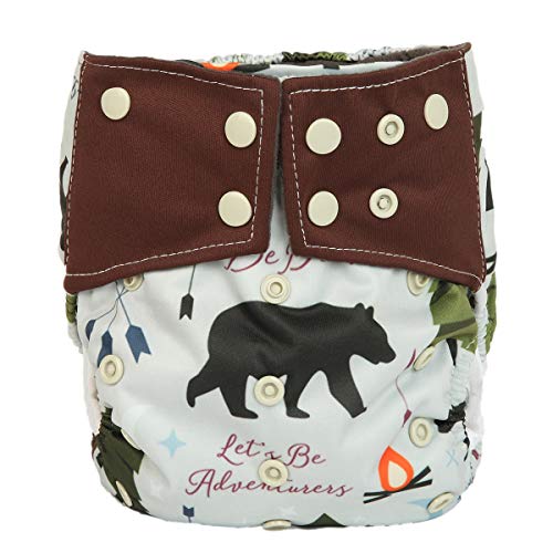 Image of Sigzagor AIll in One Night AIO Cloth Diaper Nappy Sewn in Insert Reusable Washable (Adventure Bear) Medium
