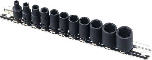 Genius Tools Juego de llaves de impacto Dr. SAE de 11 piezas de 1/4" TF-211S