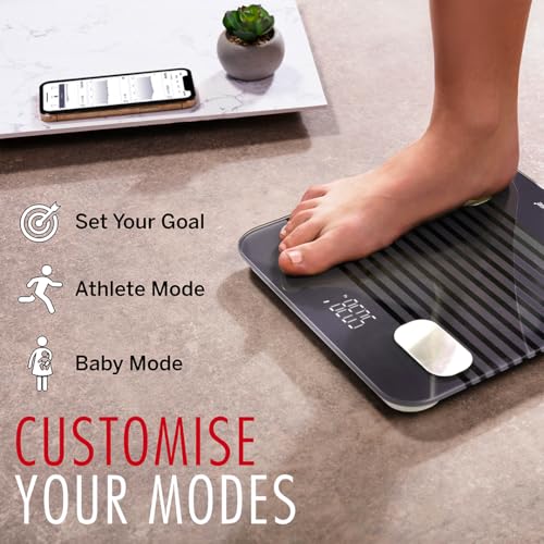 Image of HealthSense Smart Bluetooth Weight Machine for Body Weight, Digital Body Fat Analyzer Machine & Body Composition Scale with APP, 13 Body Composition, LED Display & 1 Year Warranty - Fitdays BS 171