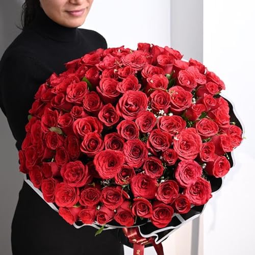 FlowerAura Fresh Live Teddy Flower Bouquet of 500 Red Roses Flowers For ...