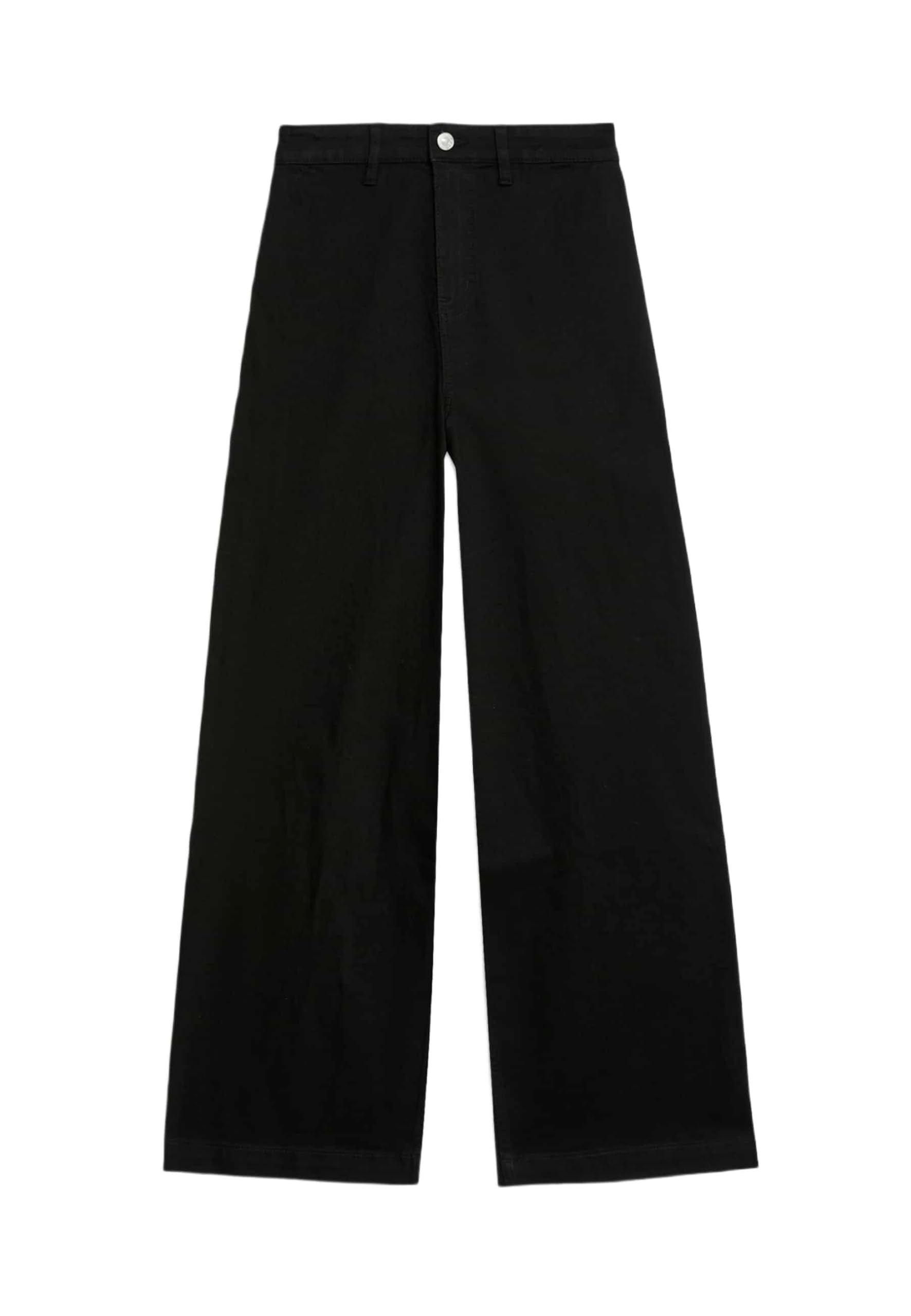 Marks & Spencer Damen Baumwolle Hose Regular | Mit hohem Bund, Beinform: Gerades Bein, Waschung: Dunkelblau, Mit Knopfleiste, Leicht