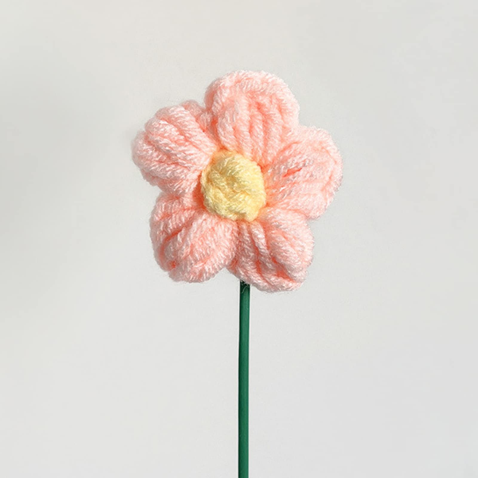 Nucelit 5pcs Handwoven Flower Knitted Crochet Flower Bouquet Ornaments for Wedding Party Decoration Valentines Day Gift Knitted