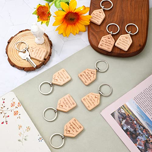 Image of Inbagi 20 Pcs New Home Keychain Bulk Welcome Gifts | House Key Chains Housewarming Party Favors Homeowner Supply for Friends Family Coworker Wooden Key Tag