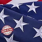 American Flag in USA, Heavyweight Nylon American Flag 3x5 Outdoor, UV Protected/Sewn Stripes/Embroid