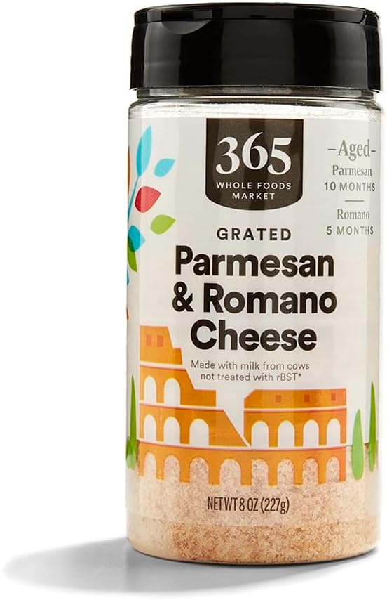 365 by Whole Foods Market, Cheese Parmesan Romano Grated, 8 Ounce