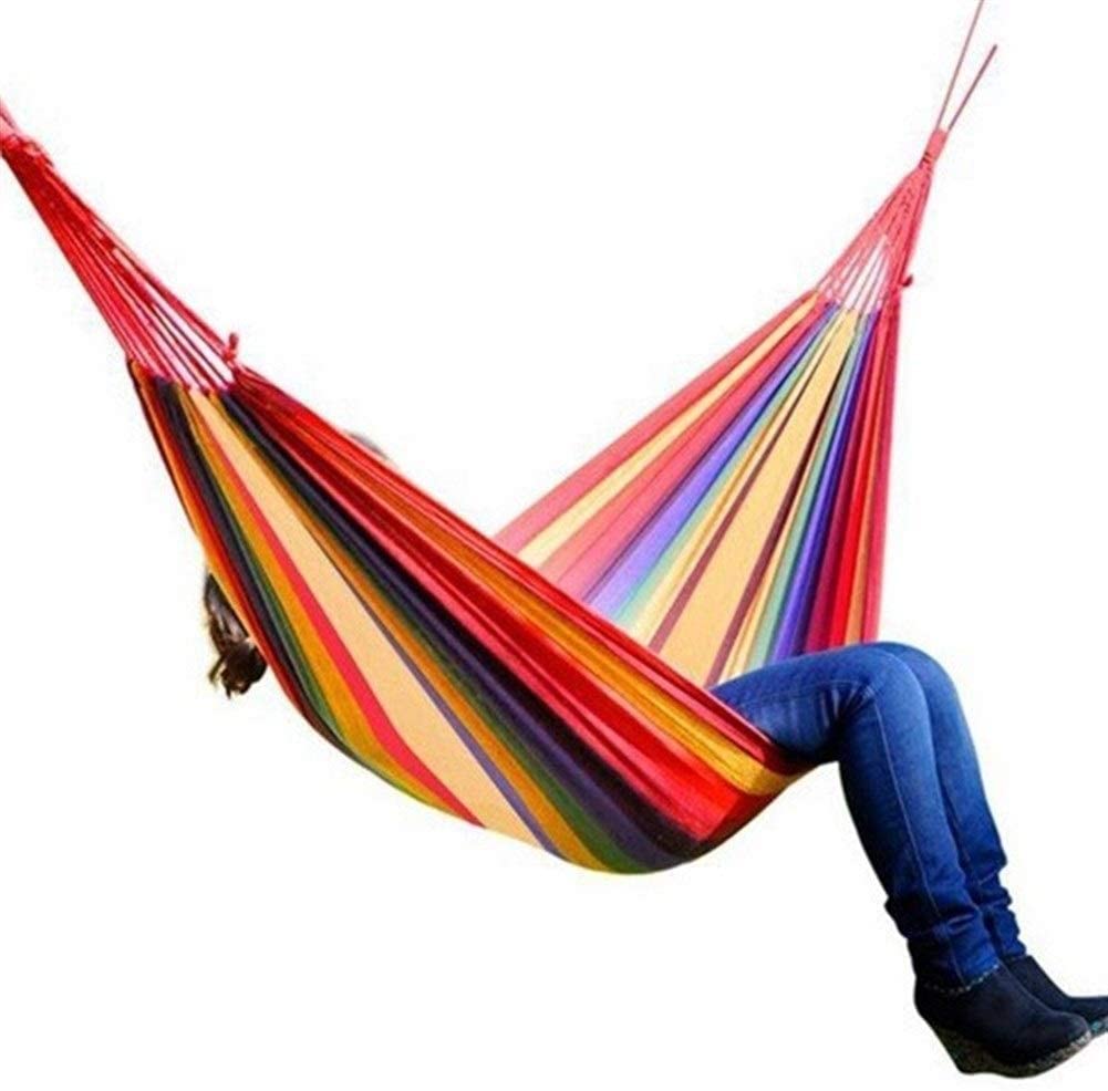 Hamaca Colgante, Hammock Hamacas De Lona Plegables Dobles Ocio Al Aire Libre Arco Iris Hamaca Ultraligera para Acampar con Mochila Hamaca de Viaje