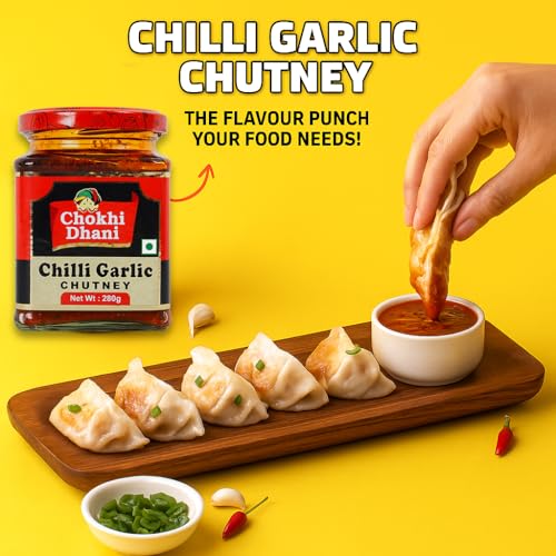 Image of Chokhi Dhani Chilli Garlic Chutney 280g | Lal Mirch & Lahsun Chutney | Made with Fresh Tomatoes, Spicy Red Chilies & Garlic | Tikhi Chatpati Indian Spread, Dip & Condiment