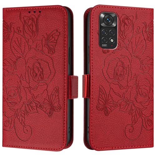Étui rabat Redmi Note 11S 4G coque antichoc portefeuille cuir avec porte-cartes
