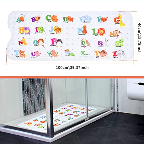 Secopad Kids Bath Mat For Tub Non Slip, 40 X 16 Inch Large Anti Slip Bathtub Mat For Toddlers Baby, Animal Alphabet #TOP4
