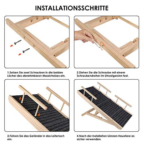 Hunderampe Zvonema aus Holz, einstellbare Hundetreppe