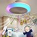 KZT RGB LED Música Ventilador de techo con luz y control remoto Lámpara de techo moderna con altavoz Bluetooth 4800LM Temperatura de color Ajustable Redondo Montaje empotrado Luminaria