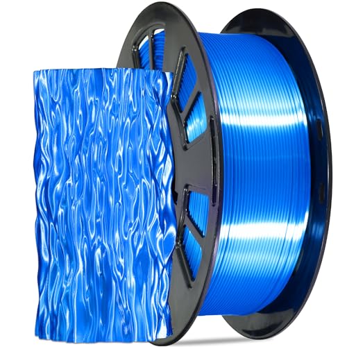 Image of Silk Blue PLA Satin Shiny 3D Printer Filament, 1.75mm Diameter 1kg Spool 2.2lbs for FDM 3D Printers