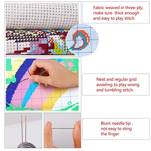 Image of ITSTITCH Printed Cross Stitch Kits 11CT 20X20 inch Holiday Gift DIY Embroidery Starter Easy Patterns for Girls Crafts DMC Stamped Supplies Needlework Rainbow Bubble Girl