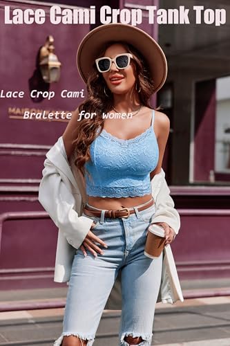 Image of Avidlove Lace Bralette for Women Spaghetti Strap Tank Top V Neck Slim Basic Camisoles