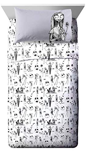 Jay Franco Disney Nightmare Before Christmas Gothic Romance Twin Sheet Set -3 Piece Set Super Soft and Cozy Kids Bedding Features Jack Skellington & Sally - Microfiber Sheets(Official Disney Product)