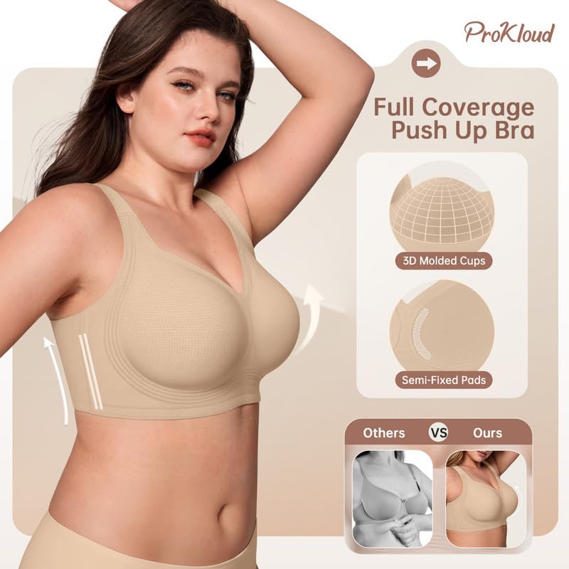 Image of ProKloud Jelly Bras for Women No Underwire Wireless Bra with Support and Lift Full Coverage Plus Size Comfy Seamless Bra