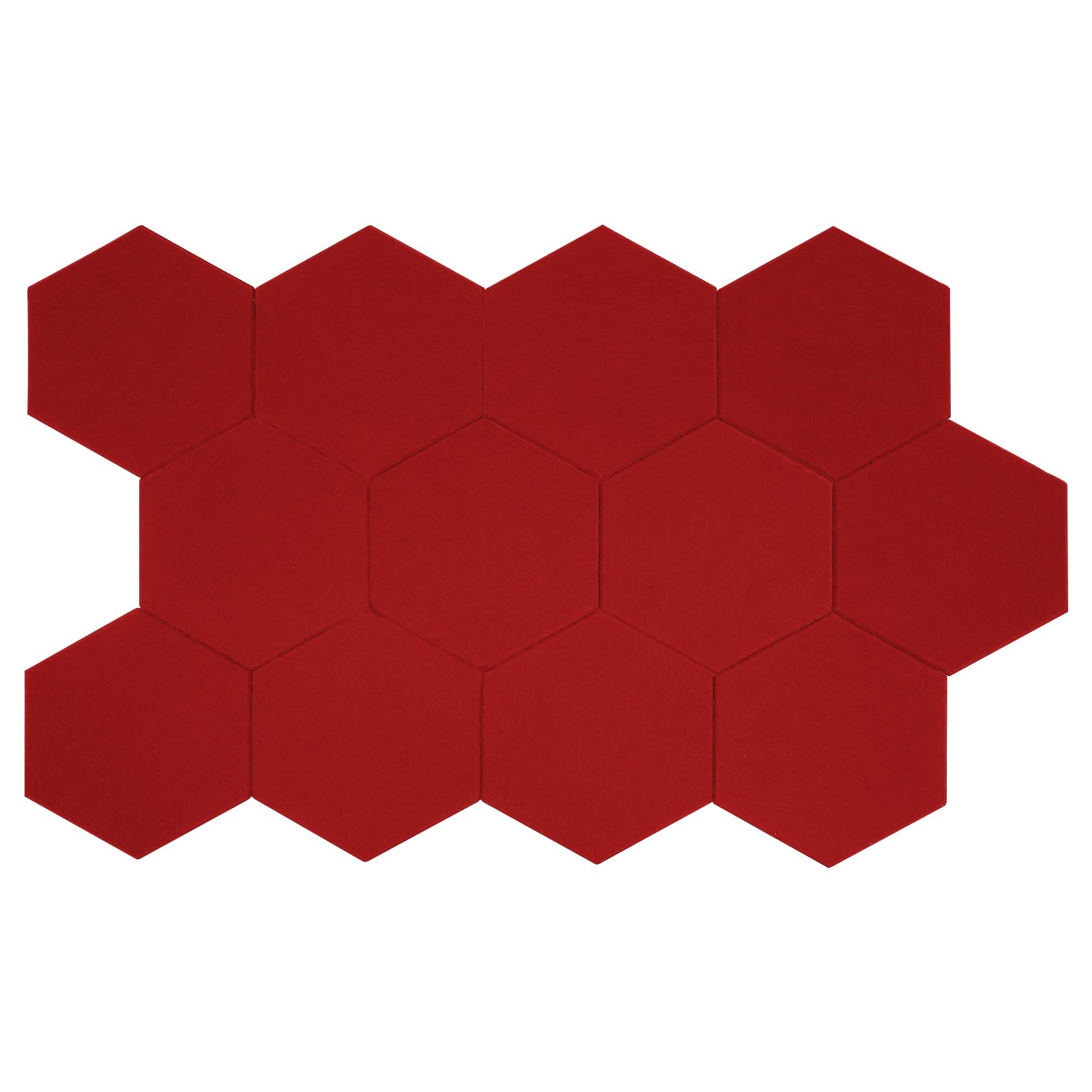 12 paneles acústicos hexagonales, rojo, autoadhesivos, de fibra de poliéster para pared y techo, reducción de ruido en estudio, oficina en casa, dormitorio, 30 x 35 cm