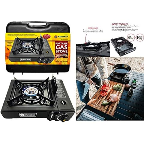 MARKSMAN Portable Butane Camping Stove with Carry Case Cover