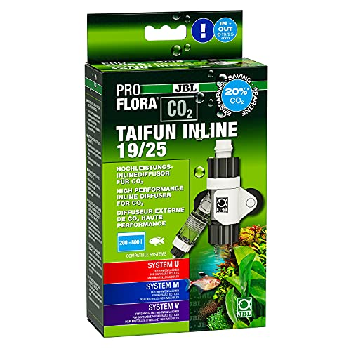 JBL PROFLORA CO2 TAIFUN INLINE 19/25, CO2-Diffusor, Integrierter Blasenzähler und Rücklaufsicherung, Für 200-800 l Aquarien