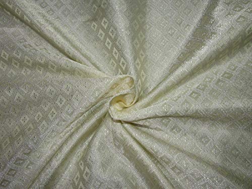 Tissu brocade de soie crème dorée haut de gamme pour haute couture