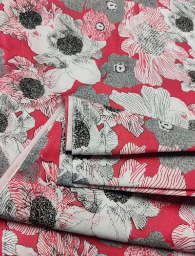 Image of COTTON PRINT(Unstitched fabric for girl /Women,Width-44 inch,Length-5 meter,For making FULL ALL OVER SUIT,Kurti,Gown,Palazo,Dress Material,Tunics,Top,maxi,nighty.FREE SIZE (New Gajri)