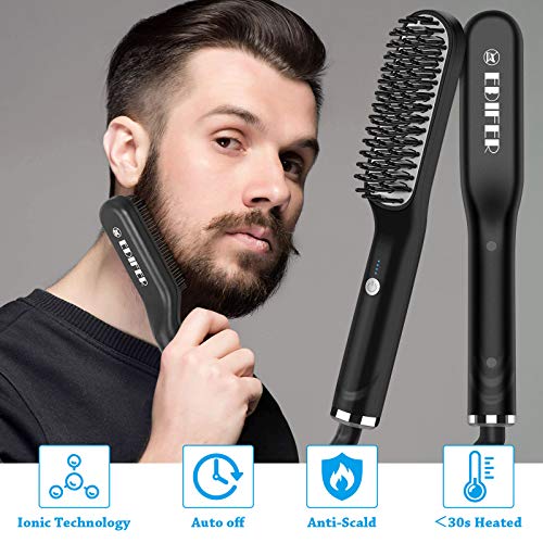 Beard Straightener, 2 in 1 Beard Straightener for Men, Anti-Scald Hair Style & Beard Straightener Brush, Portable Beard Straightener Comb with 3 Temperatures & Quick Electric Heated - Thumbnail 2