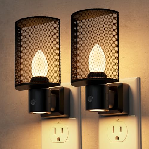 Image of L LOHAS LED Night Light, 2 Pack Night Lights Plug into Wall, 3000K Warm White, Farmhouse Plug in Light with Dusk to Dawn Sensor, for Bedroom, Bathroom, Kitchen, Hallway