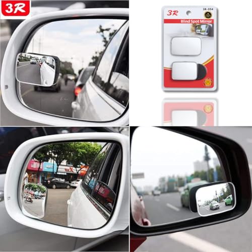 Image of DEZI 3R Blind Spot Mirrors HD Glass Car Accessories, 360 Safety Convex Rear View, Wide Angle Adjustable Mirror (2 Pcs) (3R-054, Rectangle Frameless HD Convex)