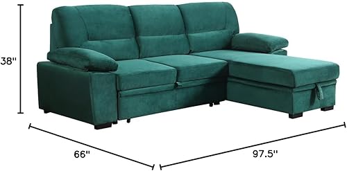 Miniatura 2 de Lilola Home Kipling - Sofá seccional reversible de tela de terciopelo verde