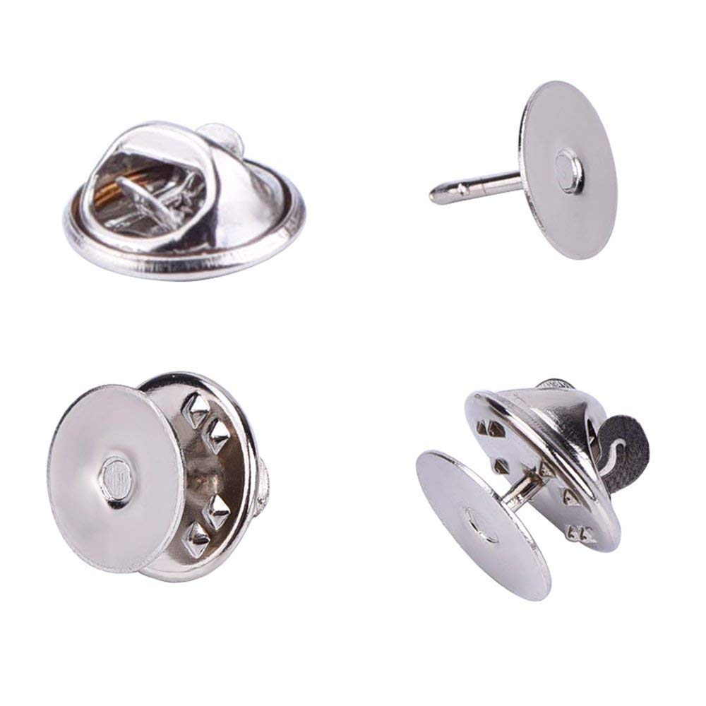 EBOOT Pack of 50 Tie Tacks Blank Pins with Clutch Back (Silver)