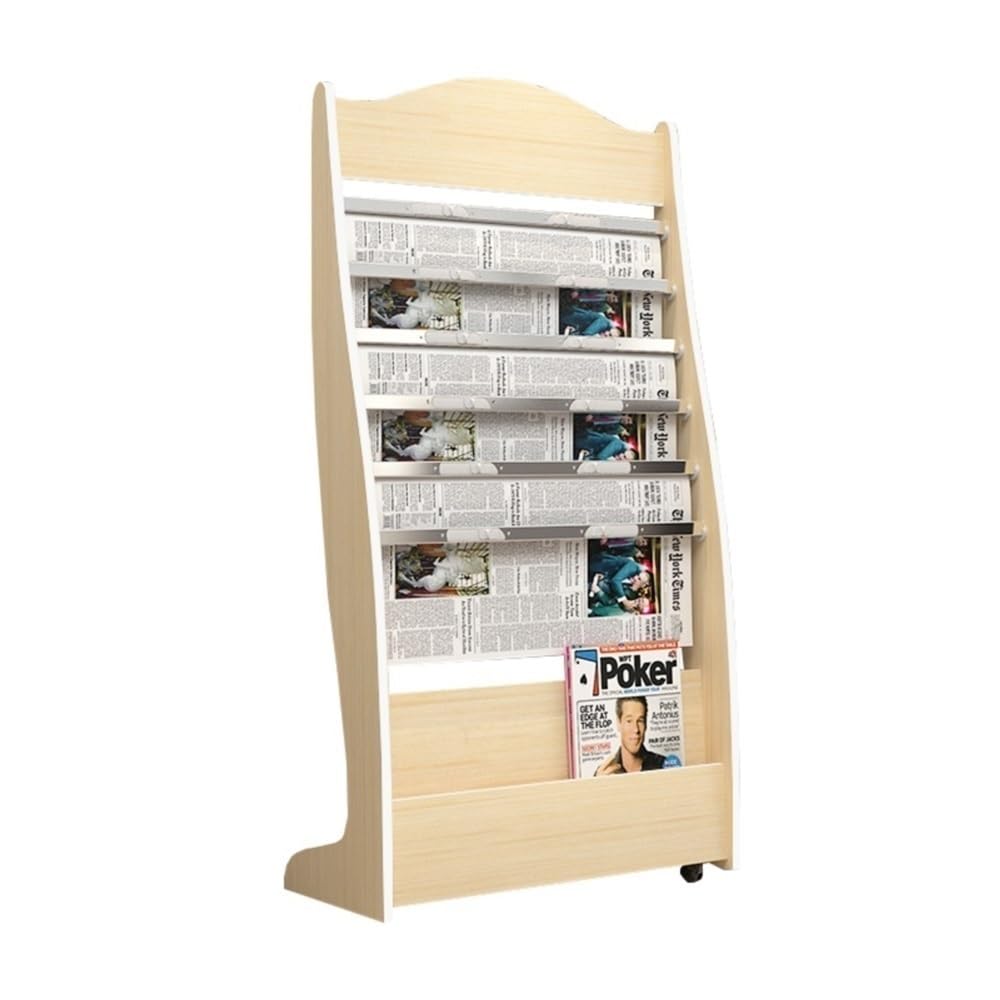 IUokLU Magazine Rack, Solid Wood Magazine Rack Floor Stand for Newspaper Book Storage Brochure Display Stand (Wood)